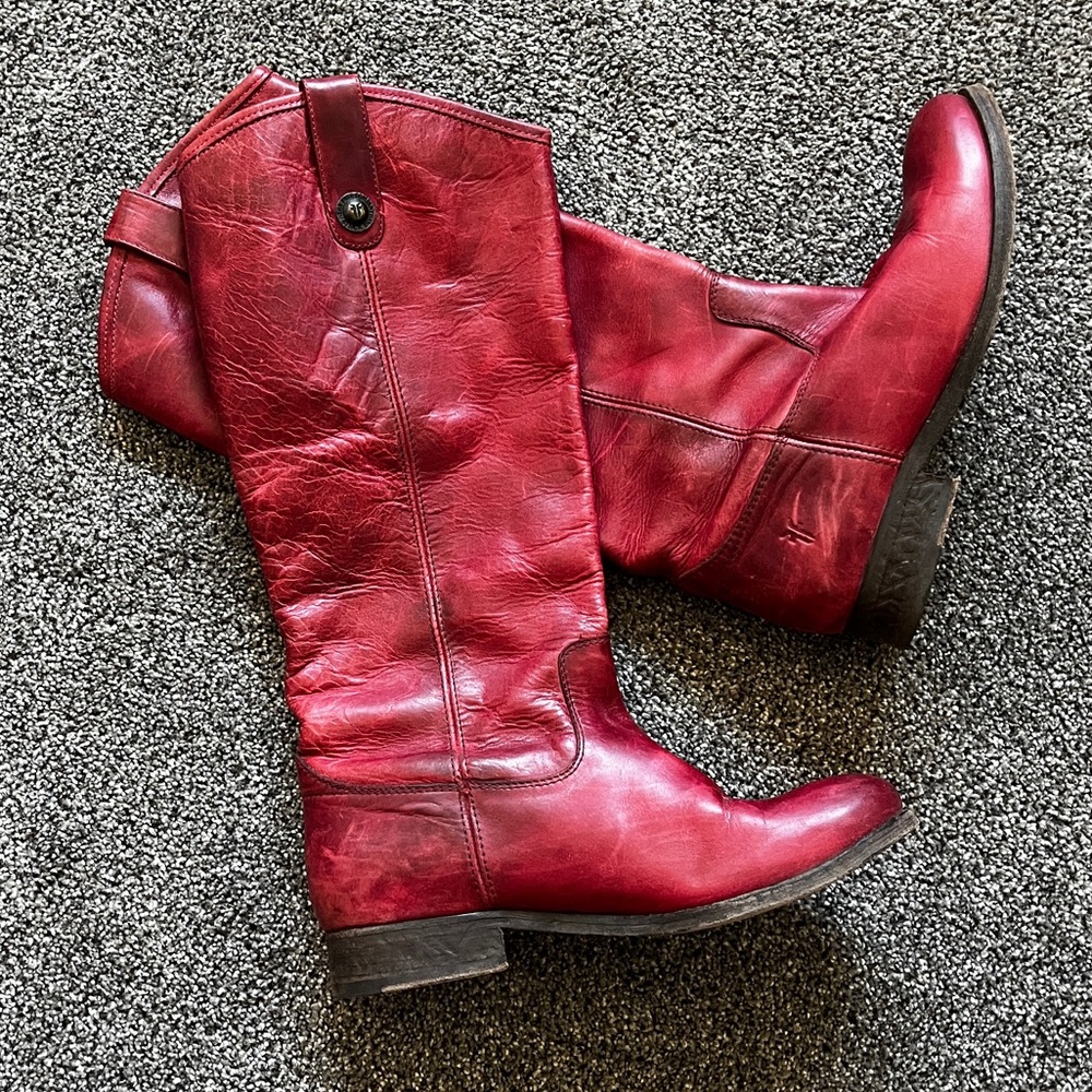 Frye Melissa Button Tall Boots in Burgundy - sz 7